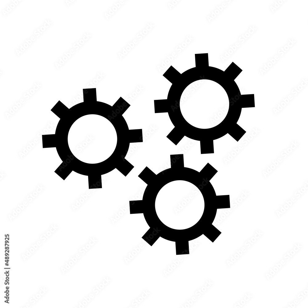 A simple set of gear icons. Adjustments and settings. Vectors. A simple set of gear icons. Adjustments and settings. Vectors.