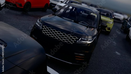 luxury suv parking. High Quality Animation


