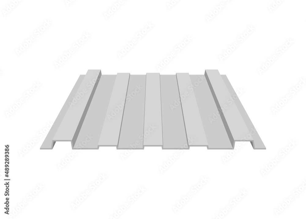 Sheet of corrugated tin in perspective view. Simple flat illustration. Sheet of corrugated tin in perspective view. Simple flat illustration.