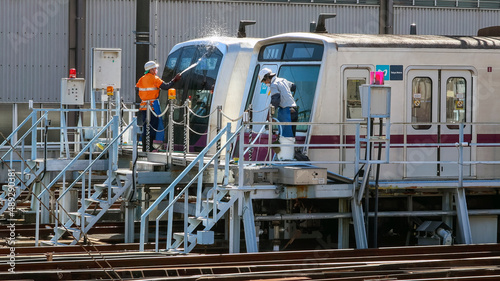 Tableau sur toile 電車の洗浄