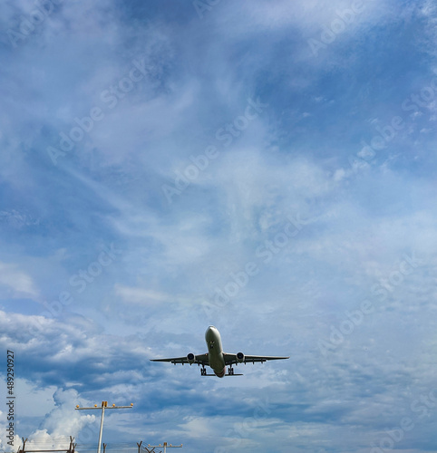 Airplane Landing Sepang, Malaysia - Febuary 18 2022.