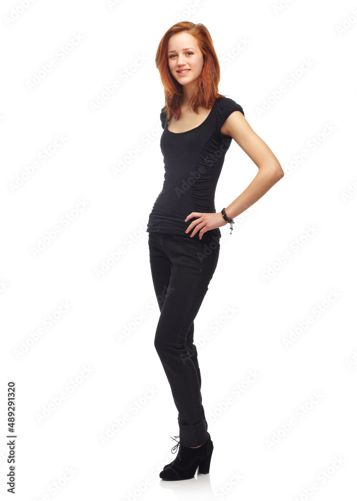 Young, confident and looking great. Studio shot of an attractive young woman isolated on white. Young, confident and looking great. Studio shot of an attractive young woman isolated on white.