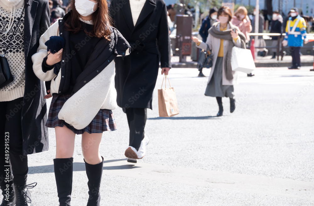 東京　渋谷スクランブル交差点　2022年2月　休日