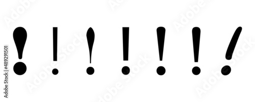 Line art brush exclamation marks. Continuous line art. Hand drawn design. Vector illustration. stock image. 