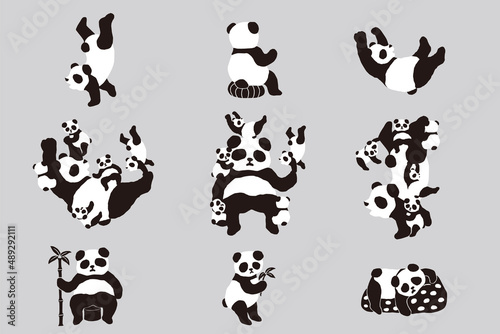 おもしろい動きやポーズをしたパンダたち