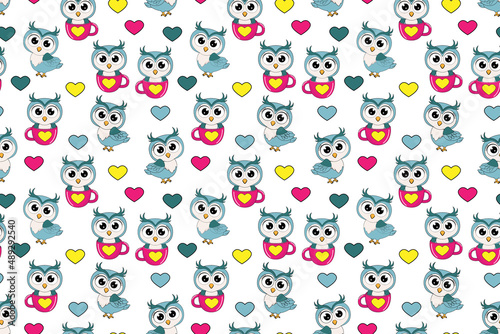 cute owl cartoon pattern