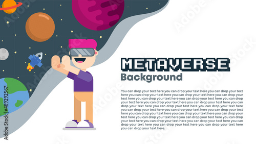 Vector of Exploring Metaverse Background. Perfect for metaverse design, metaverse template, etc.