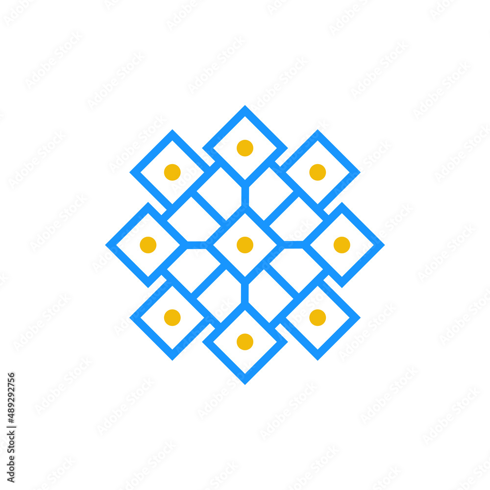 line icon square data with dots design vector illustration.