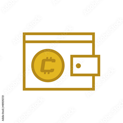 line icon coin wallet cryptocurrency isolated on white background.