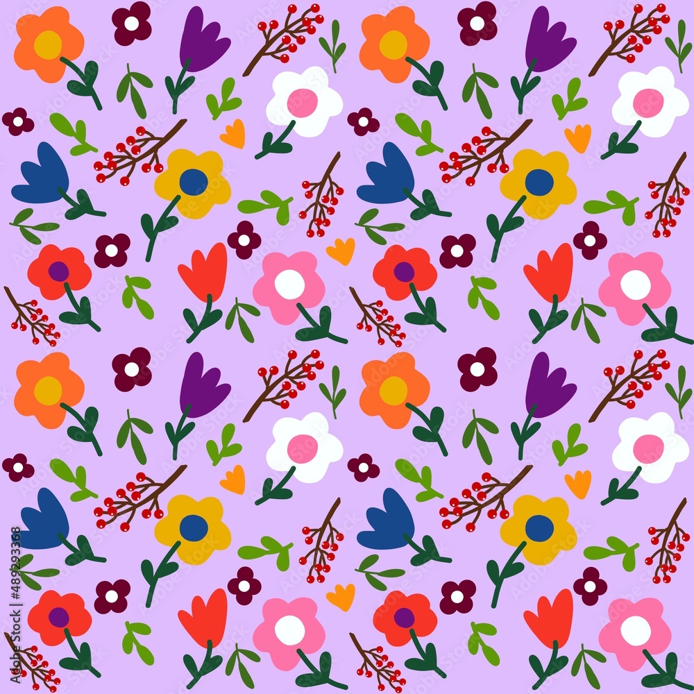 eamless pattern with spring willow flowers and leaves. floral pattern for wallpaper or textile eamless pattern with spring willow flowers and leaves. floral pattern for wallpaper or textile