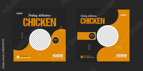 Food social media post or social  banner menu promotion template