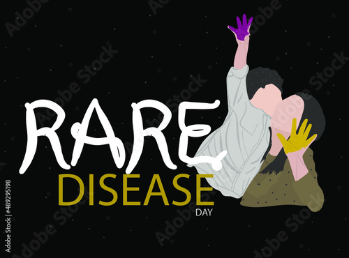 RARE DISEASE DAY CREATIVE DESIGN FOR SOCIAL MEDIA AND PRINT MEDIA. DISEASE WITH KID AND FEMALE, MOTHER HOLDING KID IN HAND.