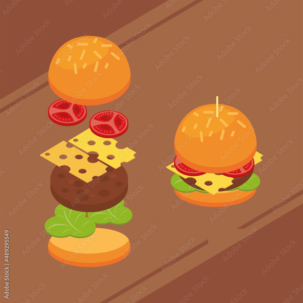 isometric hamburger ingredients isometric hamburger ingredients
