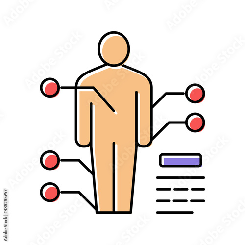 points on human bosy of gout disease color icon vector illustration