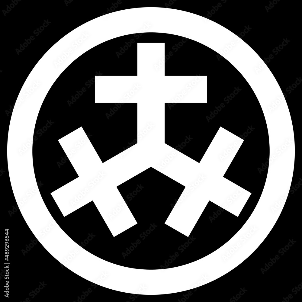 Fototapeta premium 伊集院忠棟の家紋です。丸に三つ十字といいます。