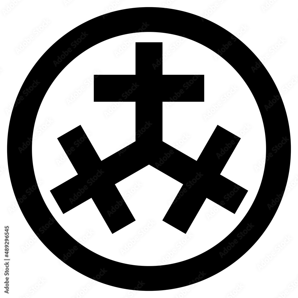 伊集院忠棟の家紋です。丸に三つ十字といいます。