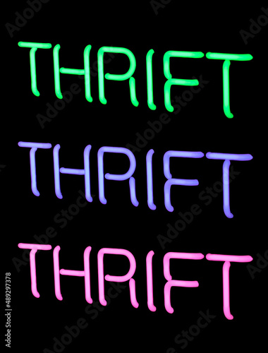 neon thrift store sign
