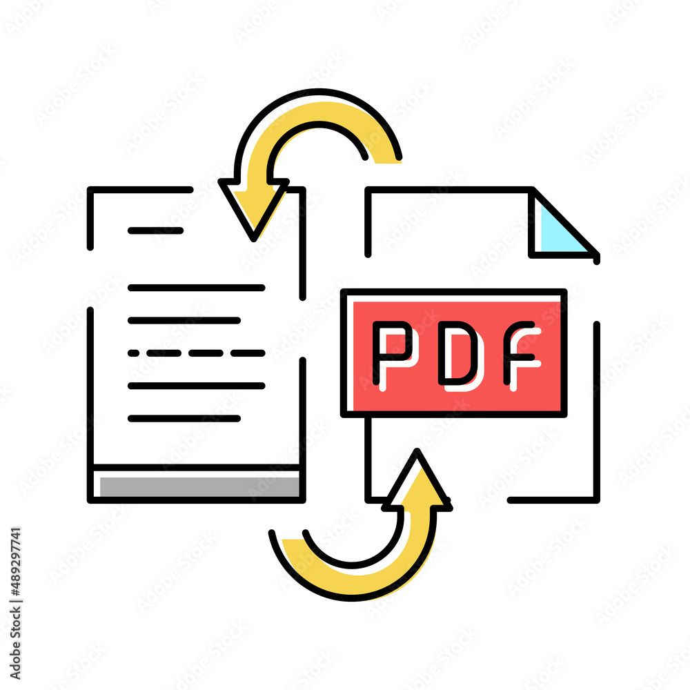convert pdf file to word pad color icon vector illustration Stock Vector |  Adobe Stock