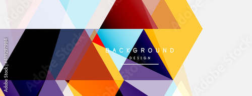 Color triangles composition, geometric abstract background. Techno or business concept, pattern for wallpaper, banner, background, landing page