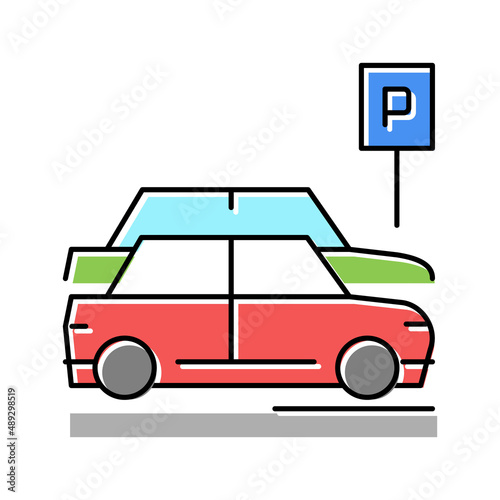 street parking color icon vector illustration