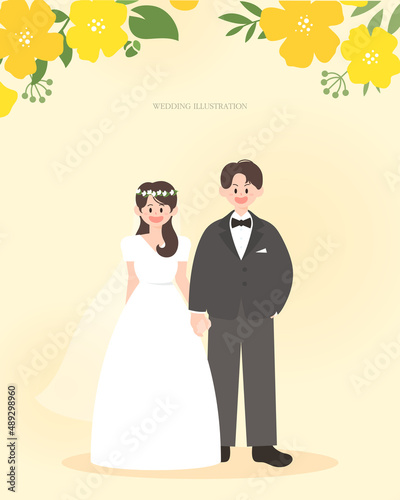 Happy wedding character illustration collection. 
