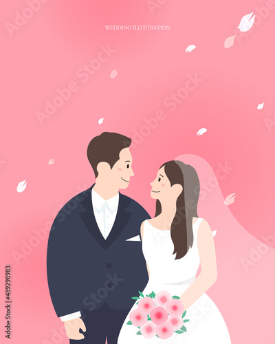 Happy wedding character illustration collection. 
