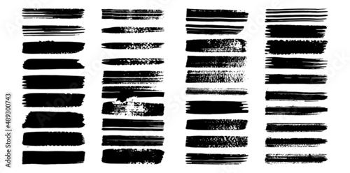 Set Of Vector black brush stroke eps 10, Black brush strokes silhouettes,  Grunge paintbrush. Set of grunge black brush strokes for artistic design elements