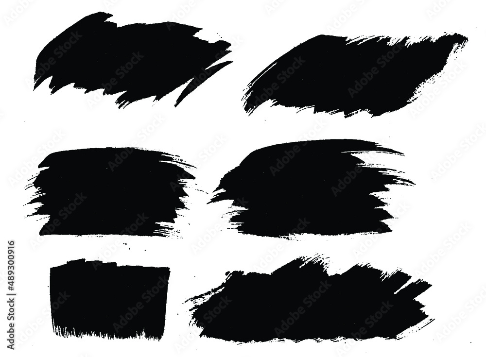 Set Of Vector black brush stroke eps 10, Black brush strokes silhouettes,  Grunge paintbrush. Set of grunge black brush strokes for artistic design elements