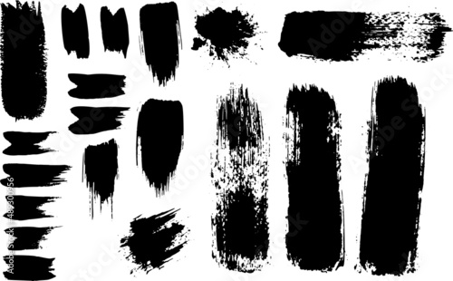Set Of Vector black brush stroke eps 10, Black brush strokes silhouettes, Grunge paintbrush. Set of grunge black brush strokes for artistic design elements