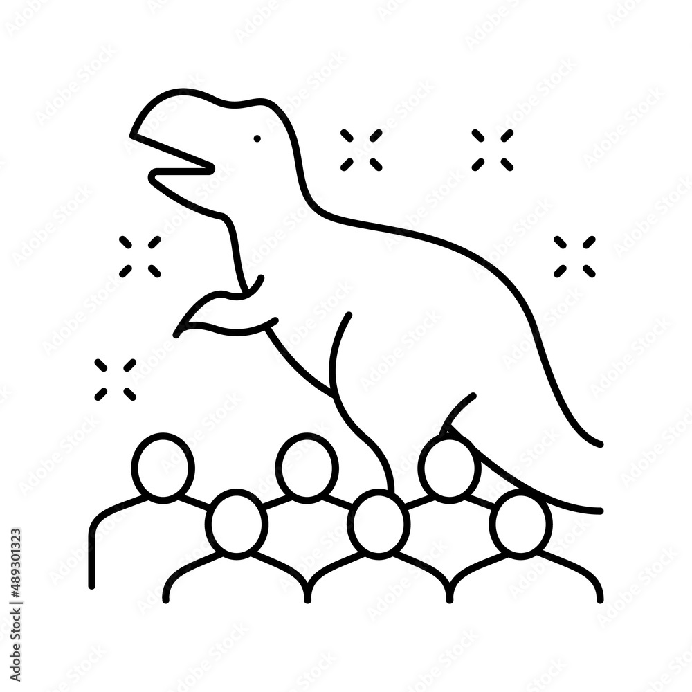 dinosaur kids party line icon vector illustration