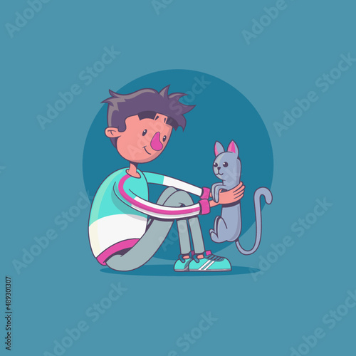 boy with a cat