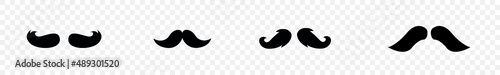 Mustache Icon Set. Black Old style mustaches isolated on transparent background