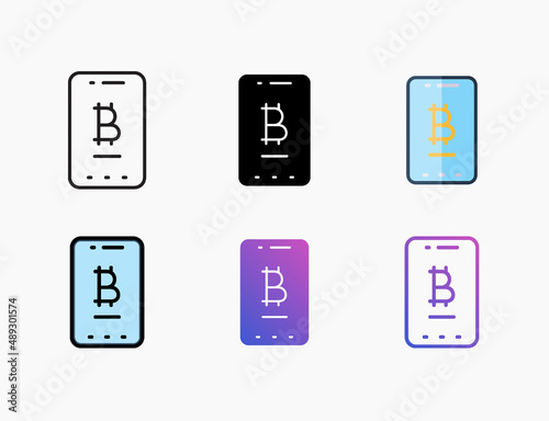 Free Download Mobile apps bitcoin icon set with different styles. Style line, outline, flat, glyph, color, gradient. Editable stroke and pixel perfect. - GFXLoad