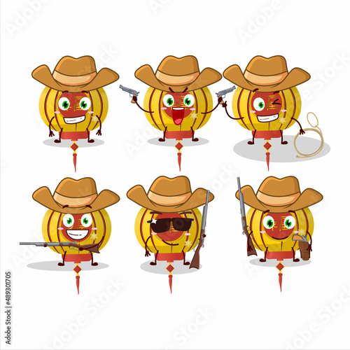 Cool cowboy yellow chinese lamp cartoon character with a cute hat