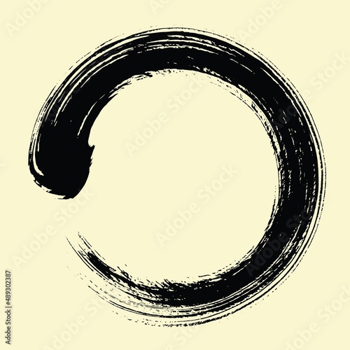 Zen Circle Enso Japanese Art Brush Painting Vector Design photo