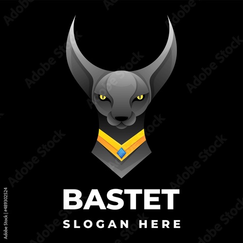 Vector Logo Illustration Bastet Gradient Colorful Style.
