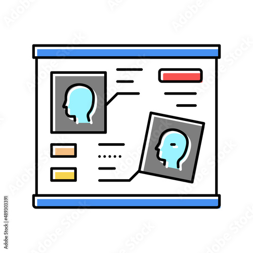 human head researching radiology cadre color icon vector illustration