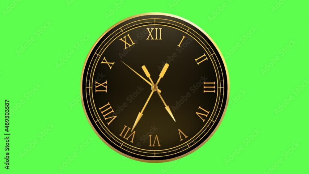 Wall clock fast forward Lapse 12 hours. Green Screen Background