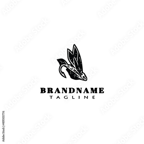 fishing lure logo cartoon design template icon black isolated vector