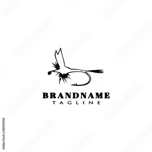 fishing lure logo cartoon design template icon black isolated vector