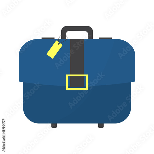 Suitcase, luggage for travel, tourism or business. Briefcase with label.