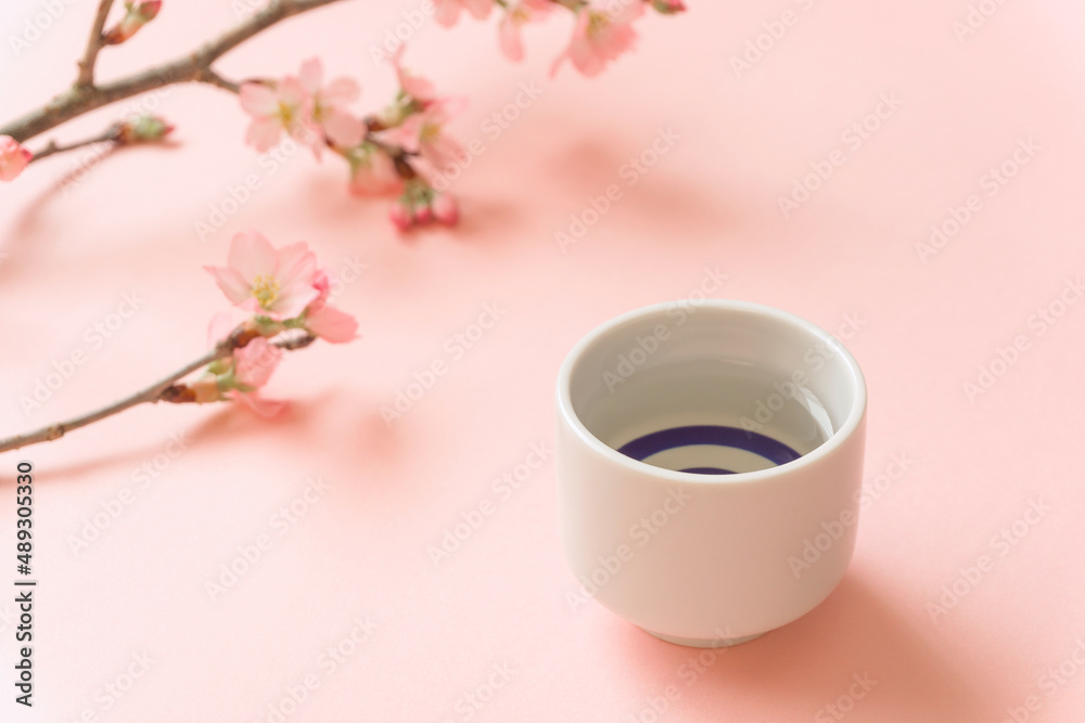 Sakura and sake. 桜と日本酒