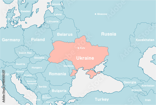 Fototapeta Naklejka Na Ścianę i Meble -  Map illustrations of Ukraine, Russia and neighboring countries 