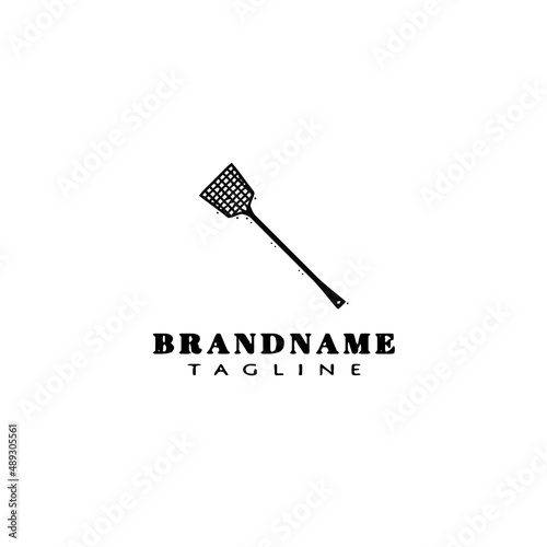 fly swatter logo cartoon icon design template black isolated vector illustration
