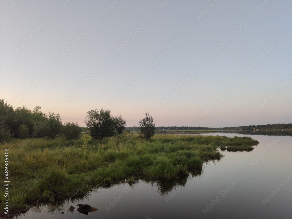 Fototapeta premium sunset over the river