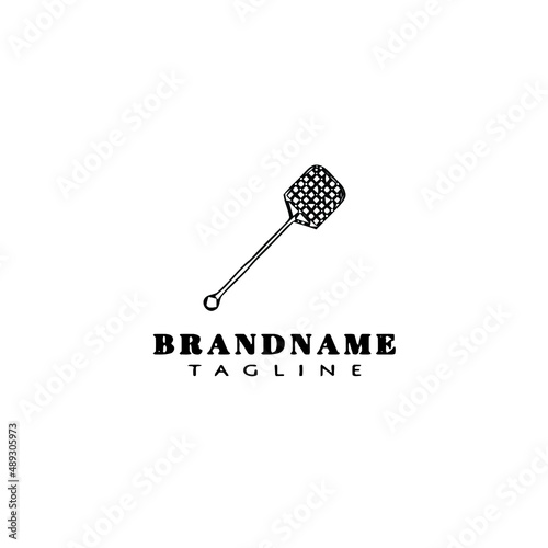 fly swatter logo cartoon icon design template black isolated vector illustration