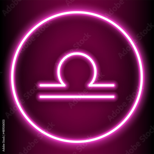 Astrology vector illustration abstract background Libra is one of the 12 zodiac signs and is shown in a pink neon style. can be used to embellish the backdrop or publications in a variety of ways