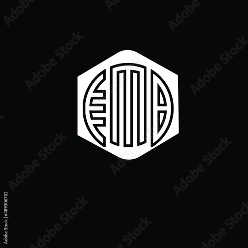Title: EMB Letter logo design with a circular shape vector in illustration.