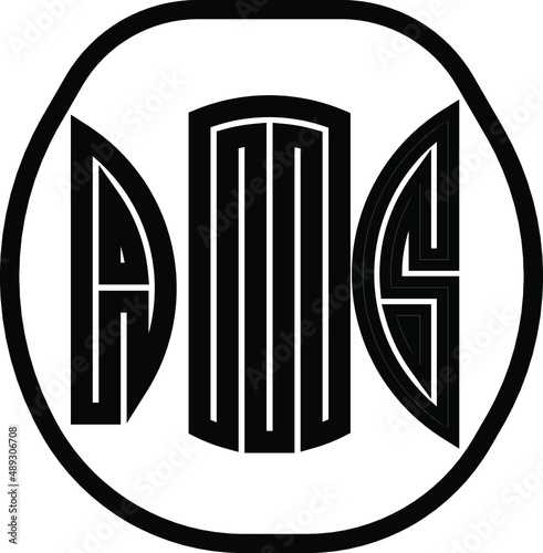 Title: AMG Letter logo design with a circular shape vector in illustration.