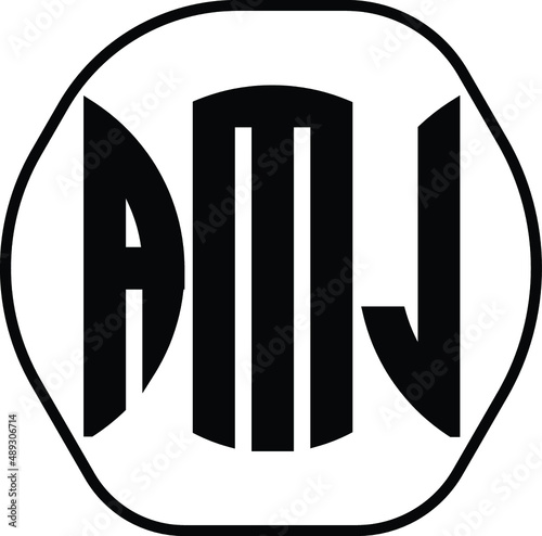 Title: AMJ Letter logo design with a circular shape vector in illustration.